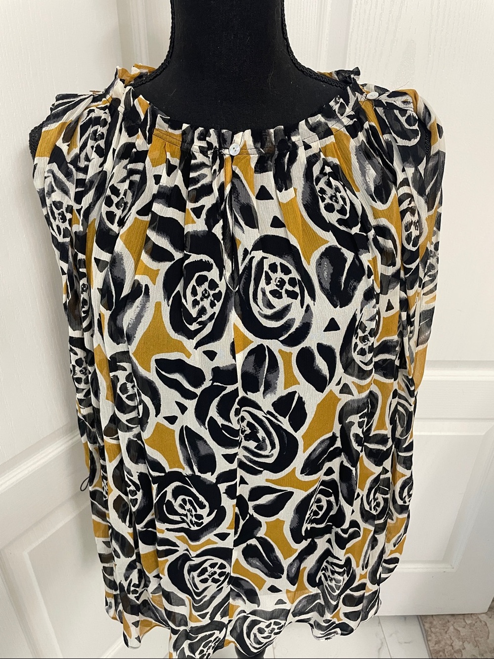 Lucky Brand Silk top tunic oversized S pleated evening dinner party